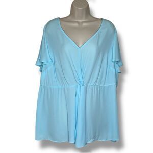 Torrid Georgette Twist Surplice Flutter Sleeve Light Blue Blouse Women Size 2X